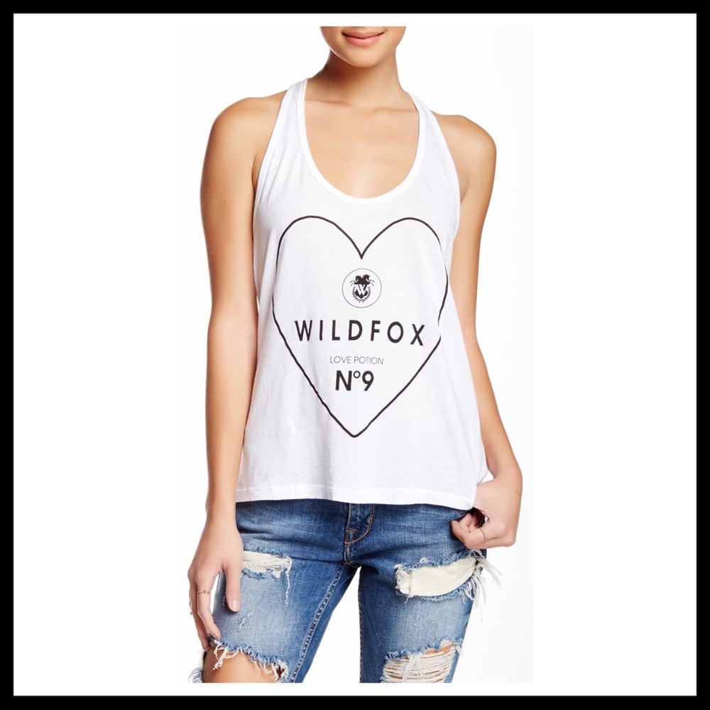 WILDFOX WHITE TANK TOP LOVE POTION BOHO TEE - Picture 5 of 8